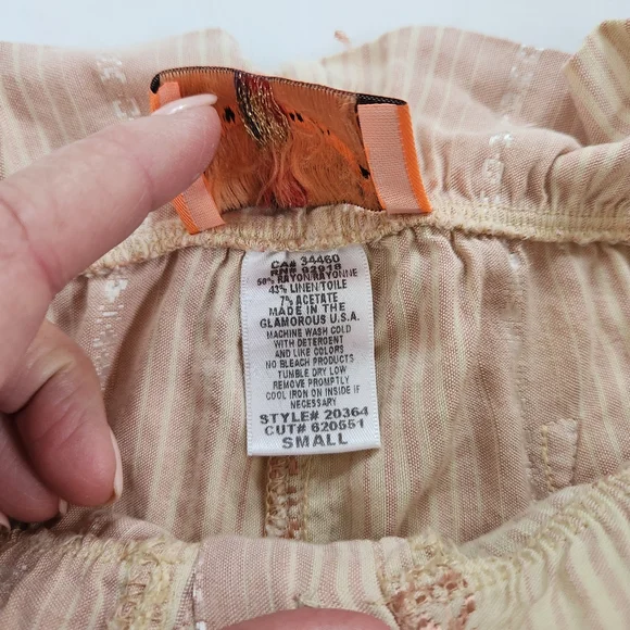 Y2K Rare Authentic Juicy Couture Paper Bag Shorts Petal Pink Cream Stripe Sash S
